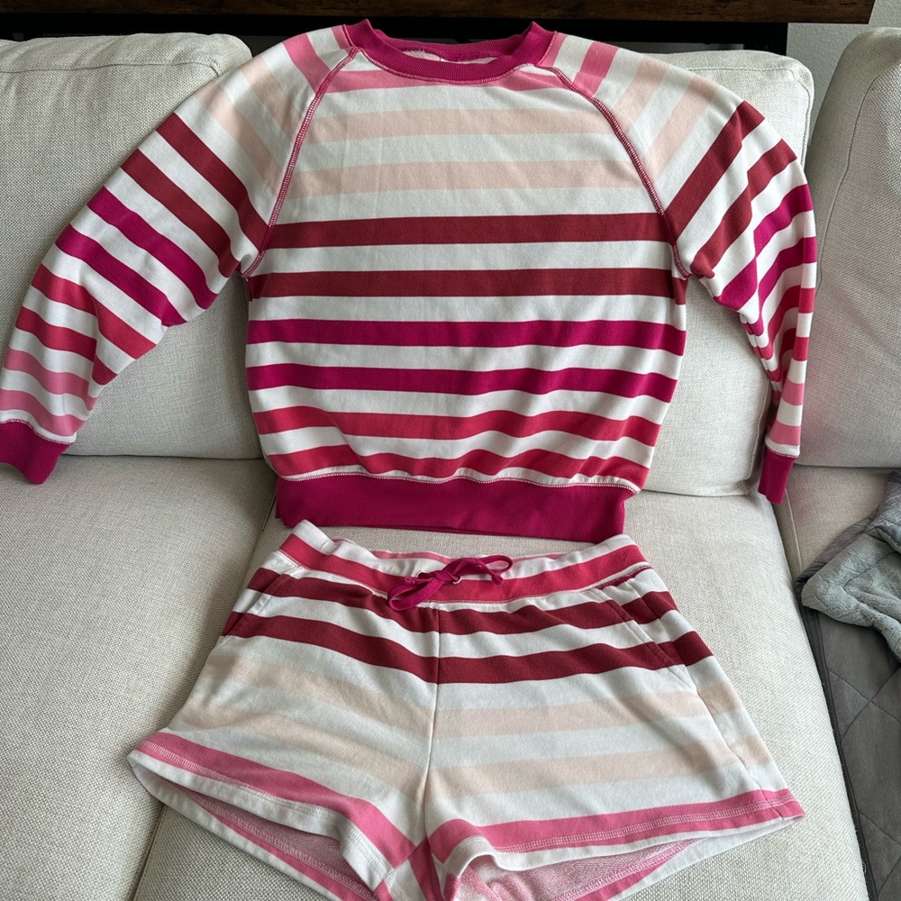 Striped Pink and Maroon Short Set